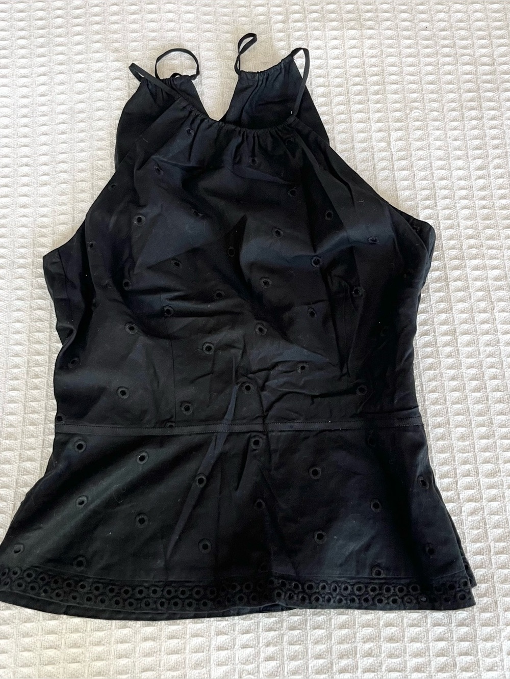 Ann Taylor Black Eyelet Halter Tank size 2